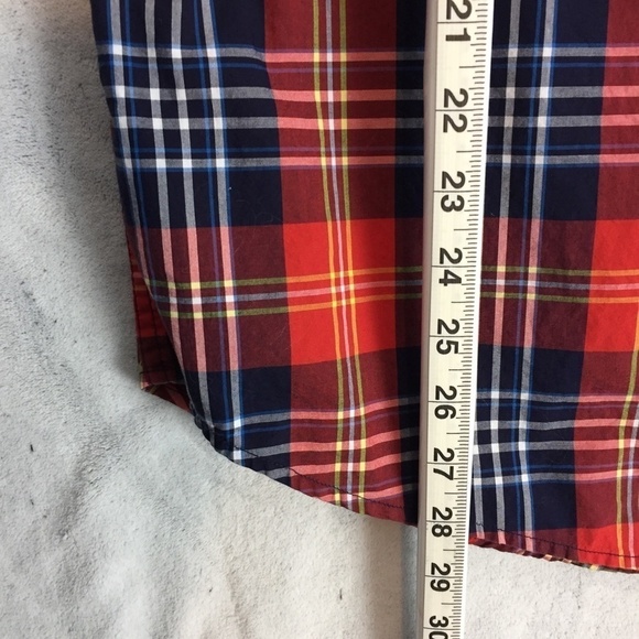 Logan Hill Button Down Plaid Shirt Medium 100% Cotton Short Sleeve - Picture 11 of 12